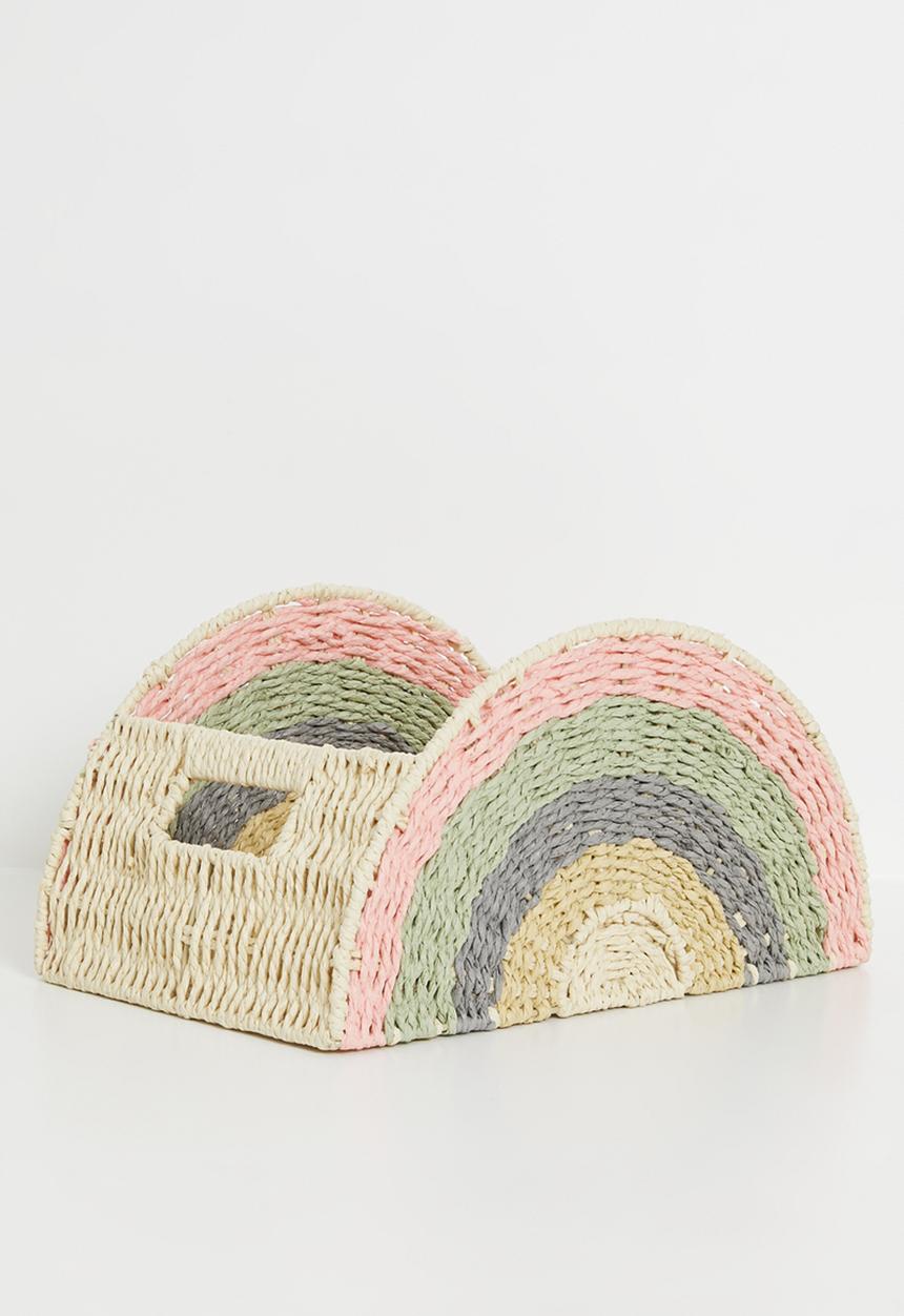 Pop Candy - Rainbow-shaped storage basket - neutral & green