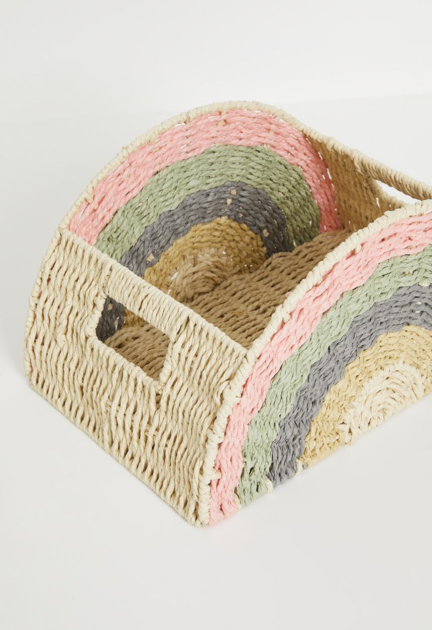 Pop Candy - Rainbow-shaped storage basket - neutral & green
