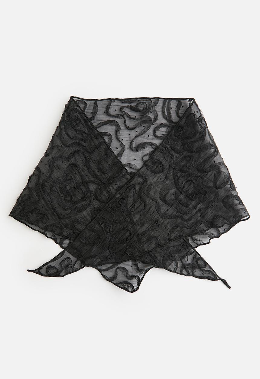 Tessa Design - Noor Sheer Headscarf With Tectured Pattern - Black