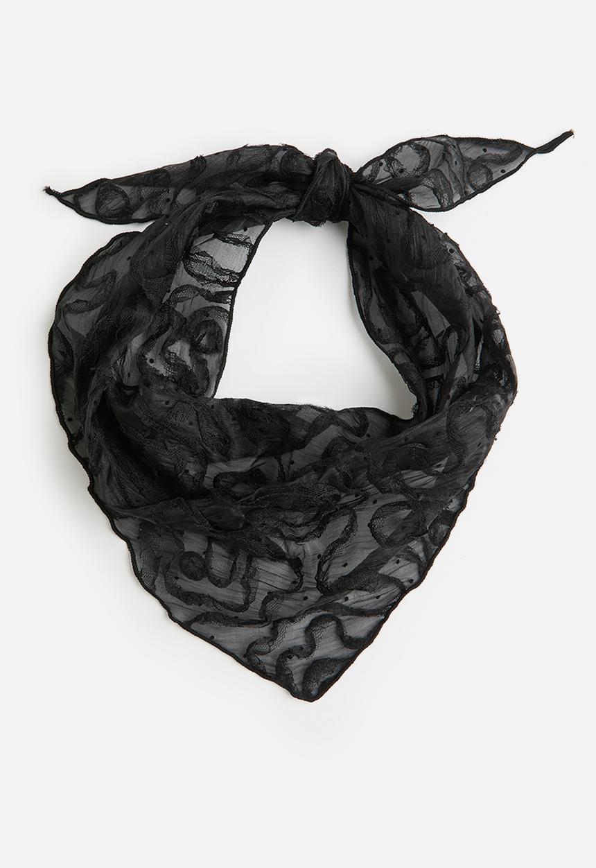 Tessa Design - Noor Sheer Headscarf With Tectured Pattern - Black