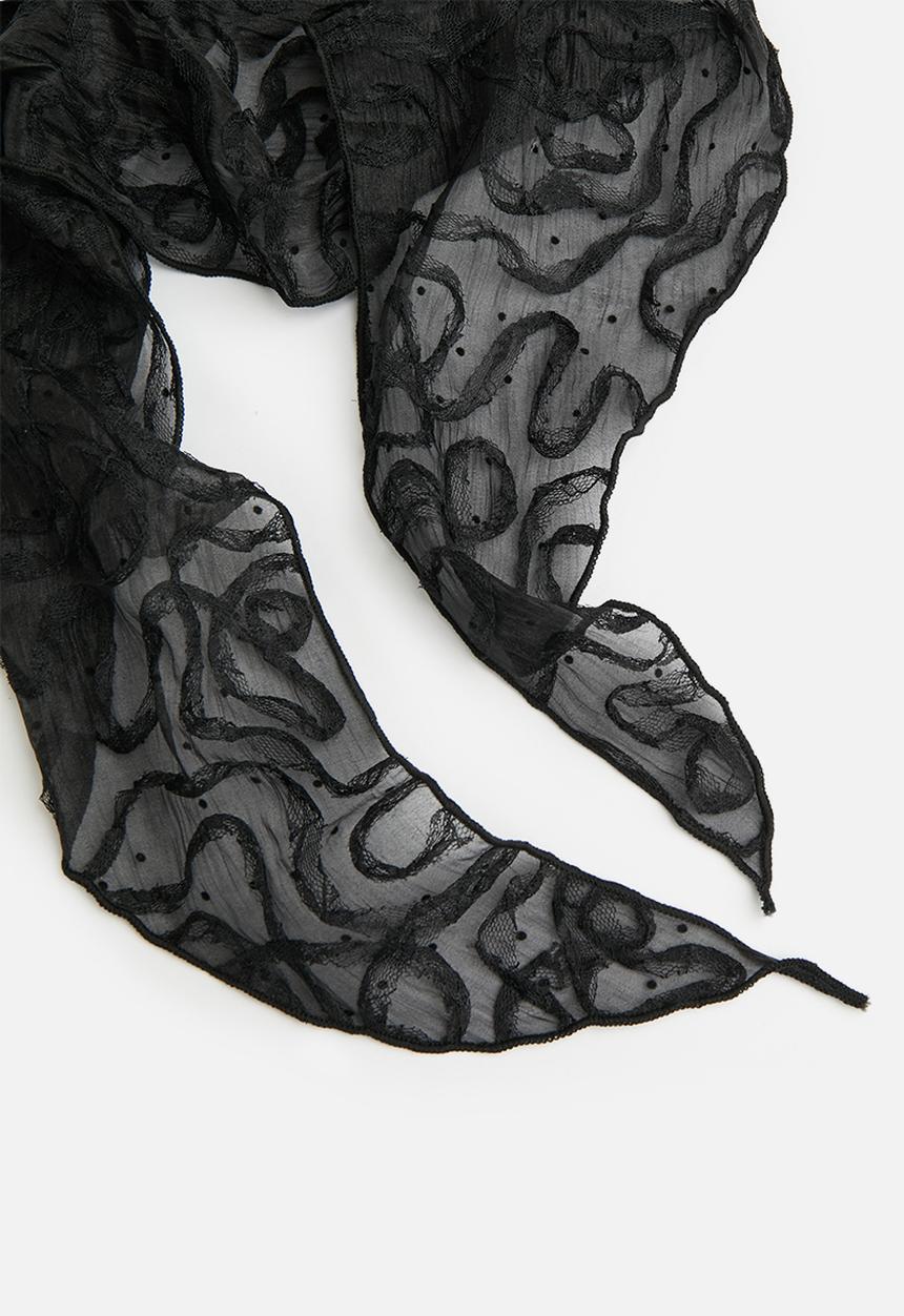 Tessa Design - Noor Sheer Headscarf With Tectured Pattern - Black