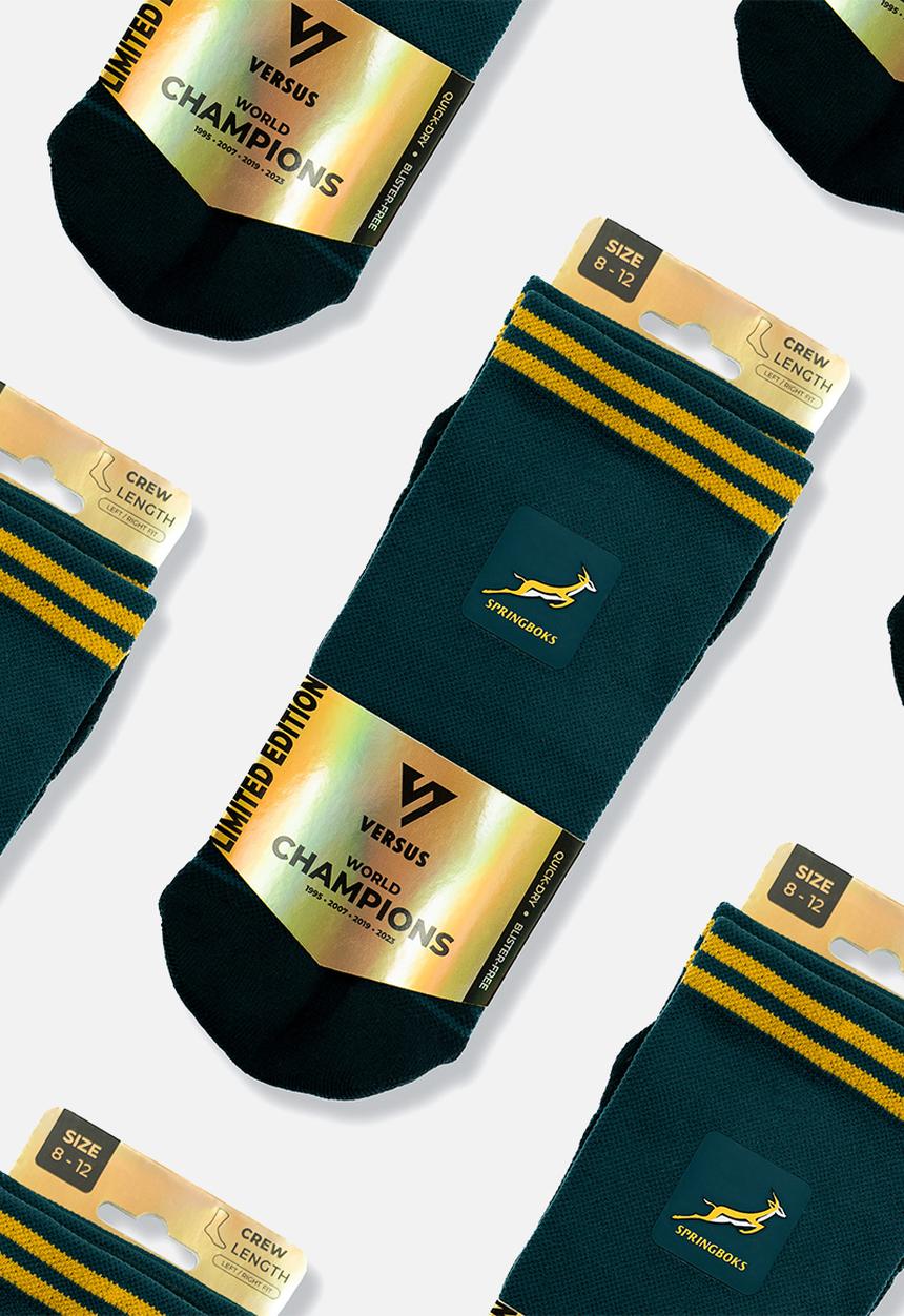 Versus - Springboks Rugby Active Crew Tab Socks - green