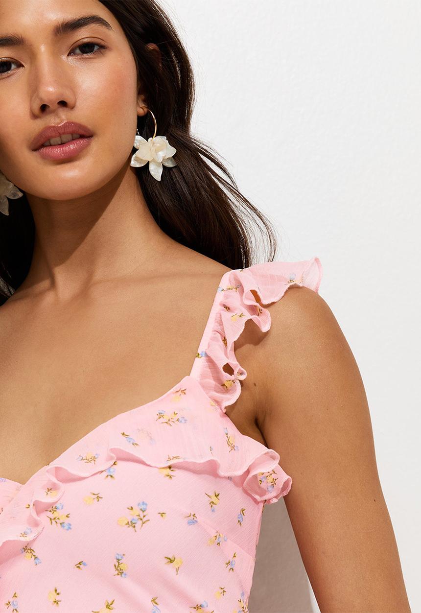 New Look - Vintage rose ruff maxi - pink