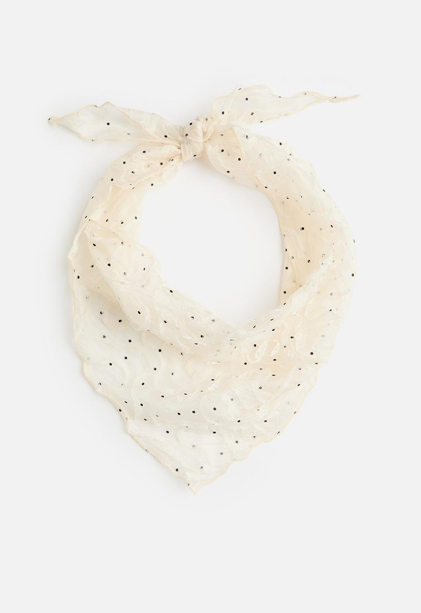 Tessa Design - Noel Sheer Headscarf With Tectured Pattern - White