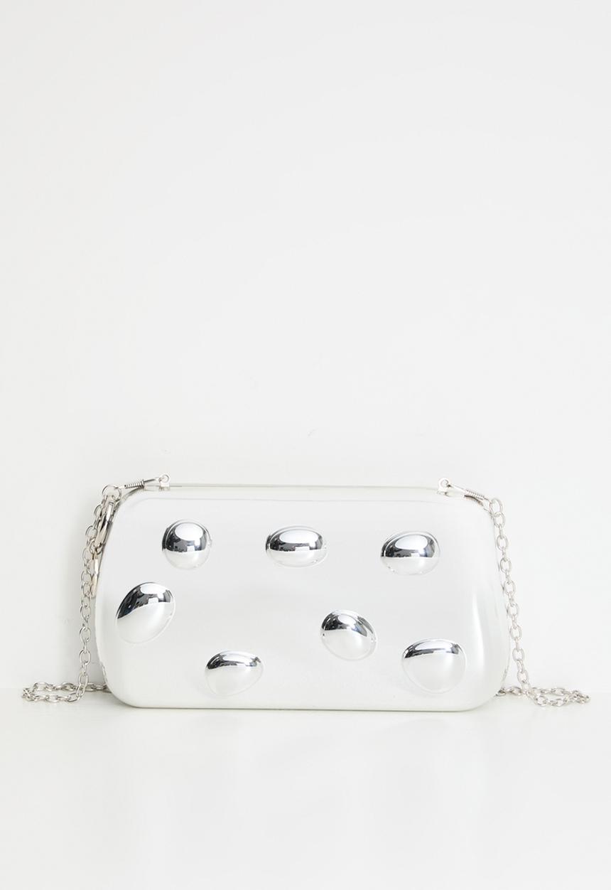 Tessa Design - Shea Sculpted Chrome Hard Clutch-Silver