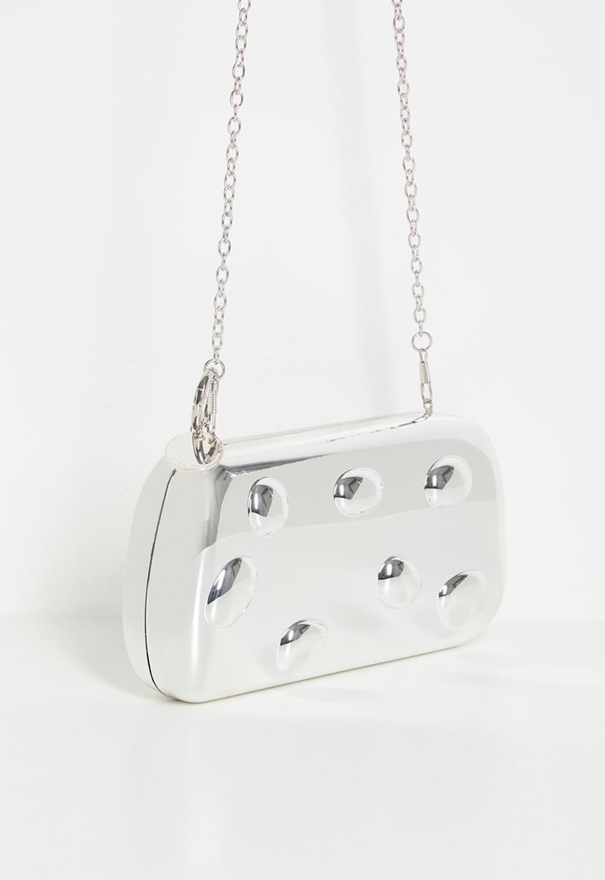 Tessa Design - Shea Sculpted Chrome Hard Clutch-Silver