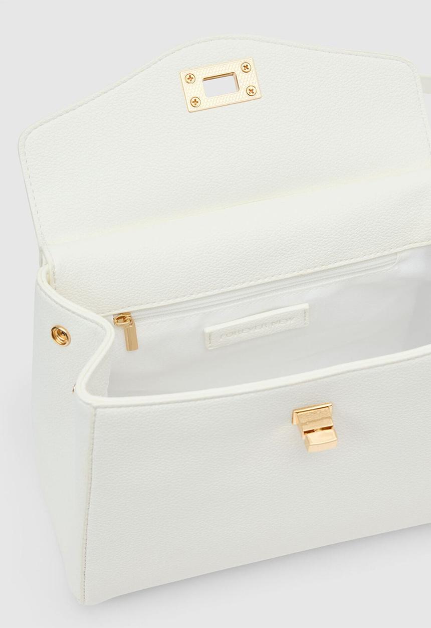 Forever New - Tabitha lock top handle bag in white