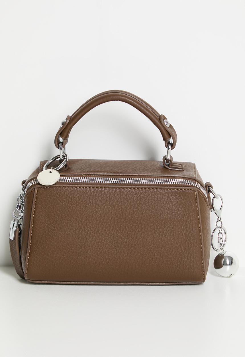 Tessa Design - Sloan Vanity Top Handle Bag With Silver Hardware-Brown