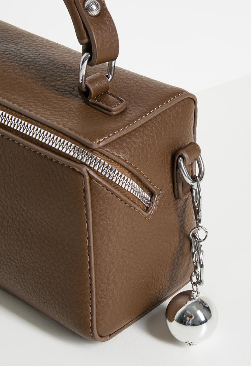 Tessa Design - Sloan Vanity Top Handle Bag With Silver Hardware-Brown