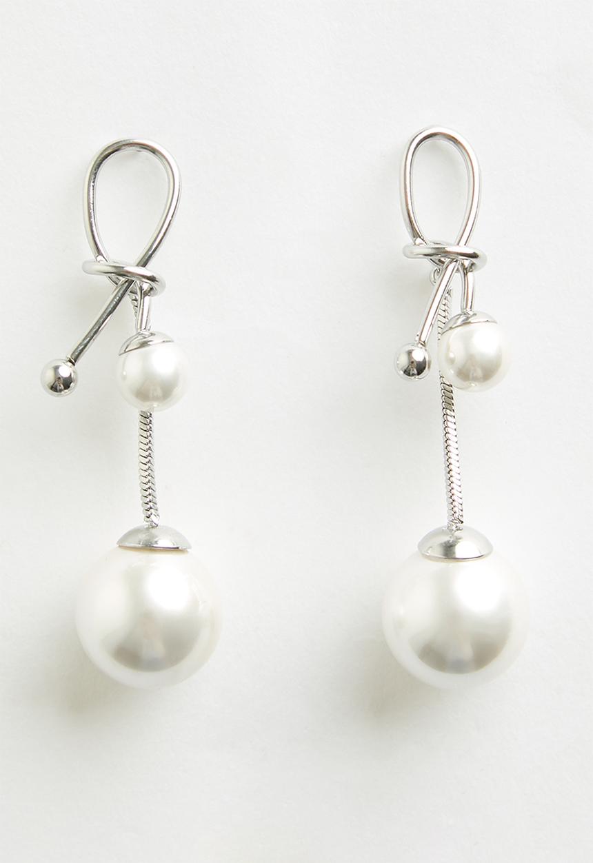 Tessa Design - Phoenix Drop Pearl Earrings - Silver
