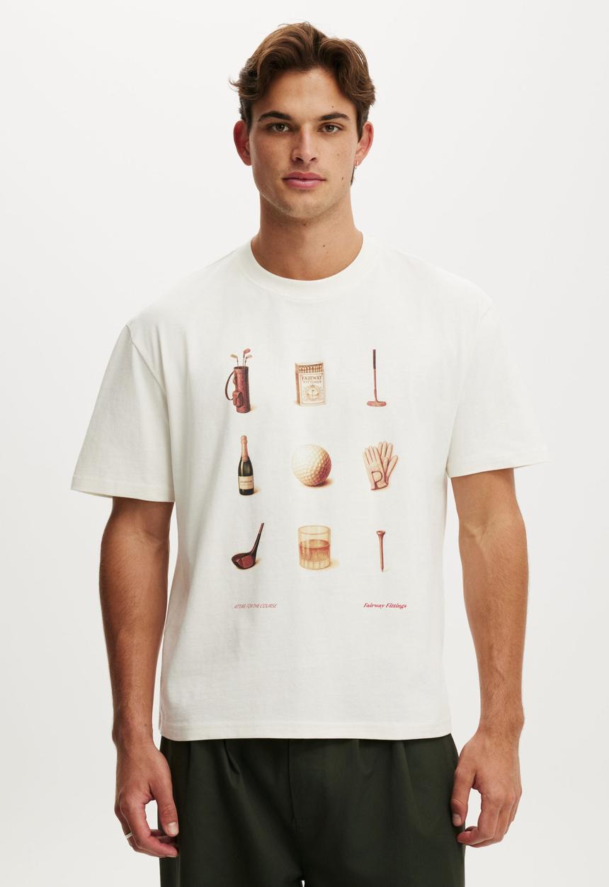 Cotton On - Everyday Fit Graphic T-Shirt-Chalk White / Fairway Fittings
