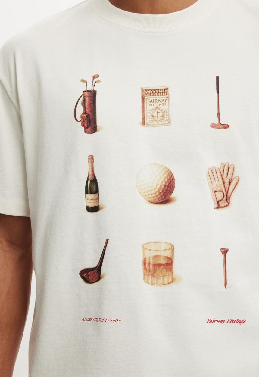 Cotton On - Everyday Fit Graphic T-Shirt-Chalk White / Fairway Fittings