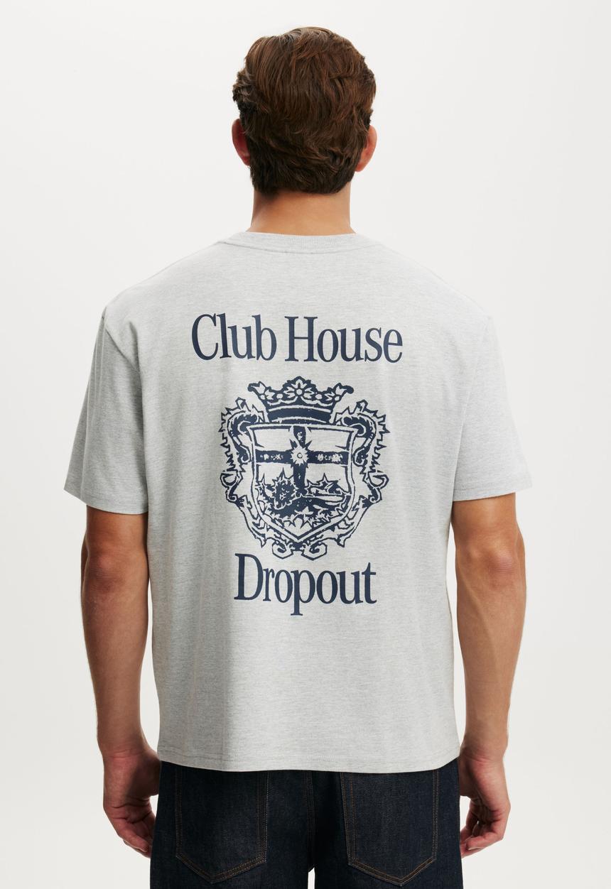 Cotton On - Everyday Fit Graphic T-Shirt-Grey Marle / Club House Dropout