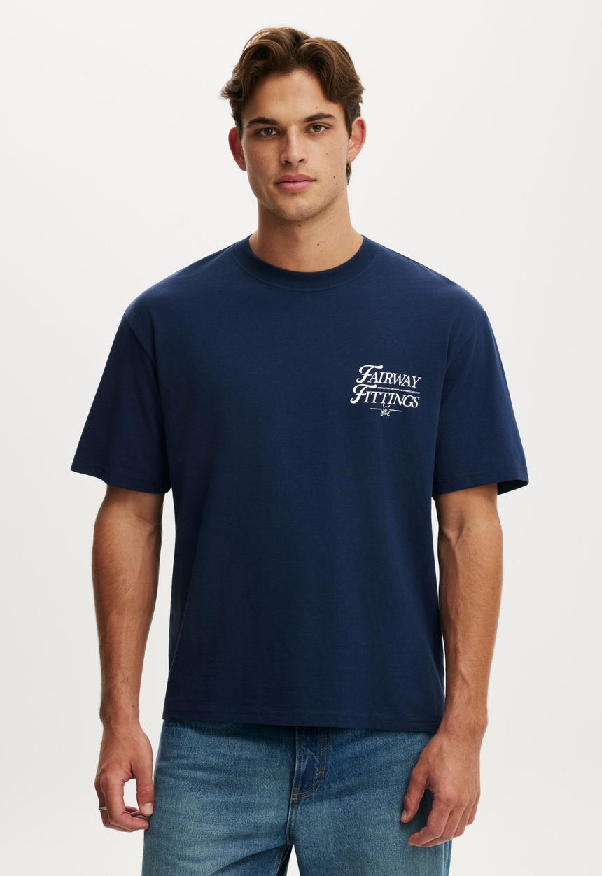 Cotton On - Everyday Fit Graphic T-Shirt-Indigo / Fairway Fittings