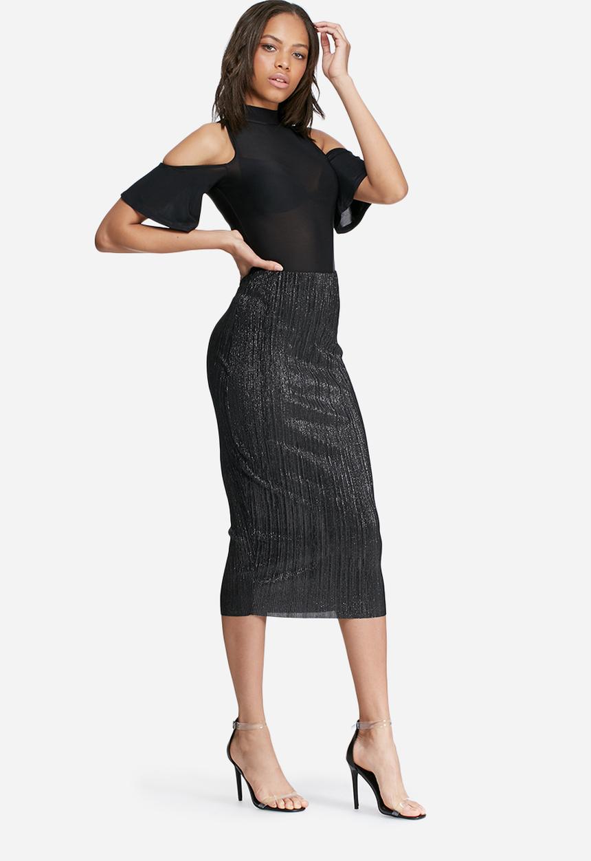 Missguided - Glitter crinkle midi skirt