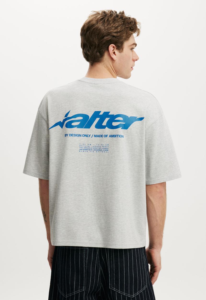 Cotton On - Cropped Fit Graphic T-Shirt-Grey Marle / Alter