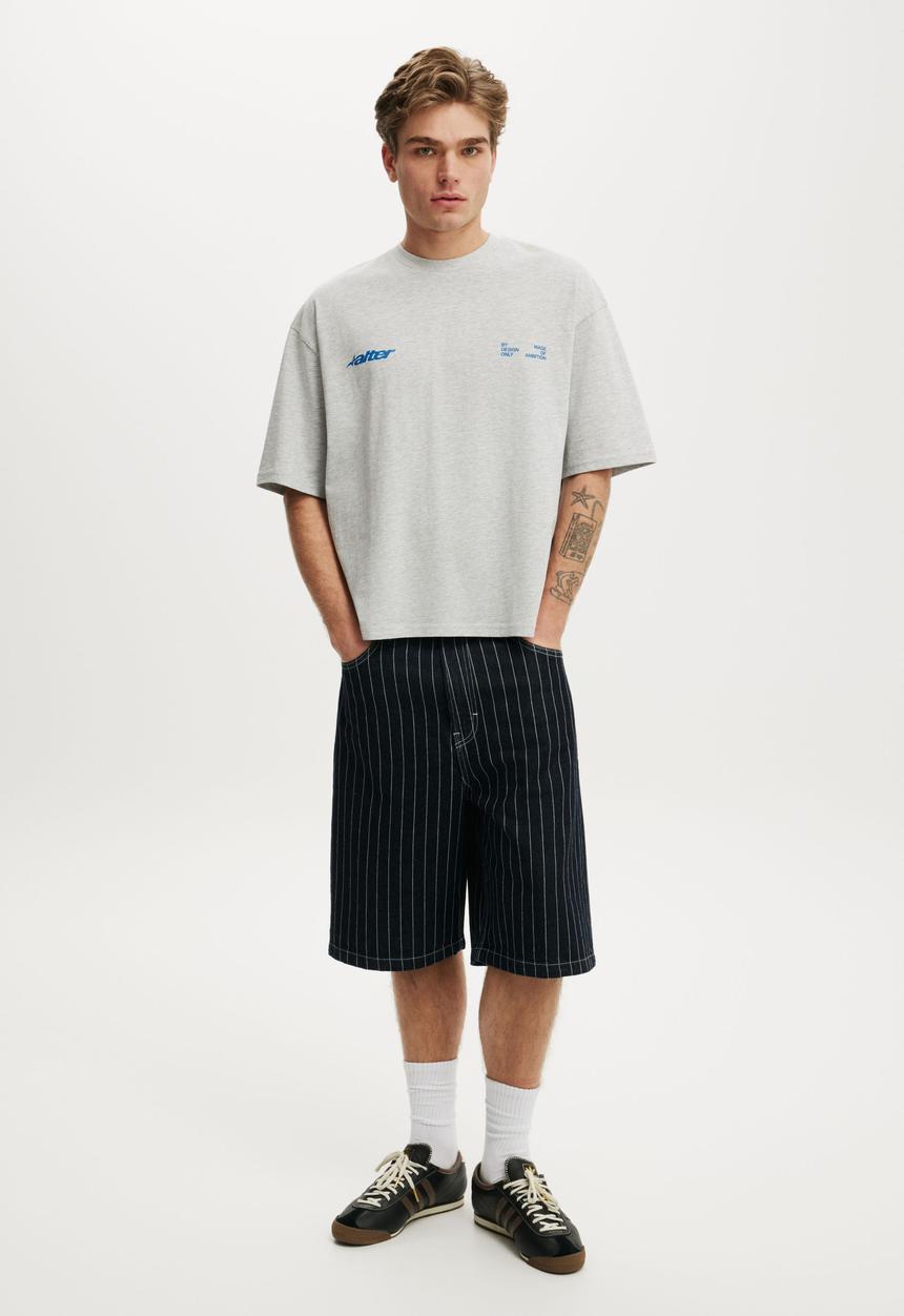 Cotton On - Cropped Fit Graphic T-Shirt-Grey Marle / Alter