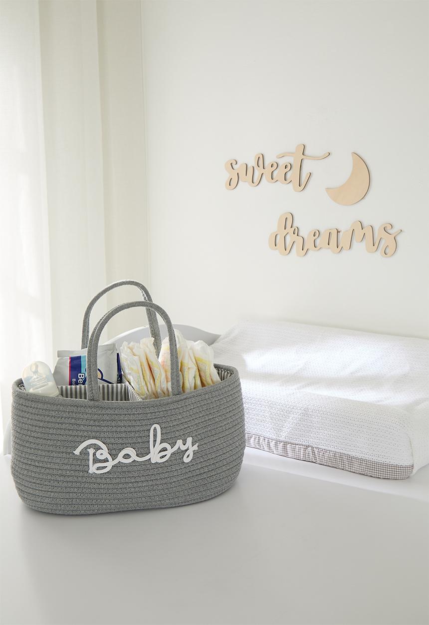 Pop Candy - Woven diaper organizer caddy - grey