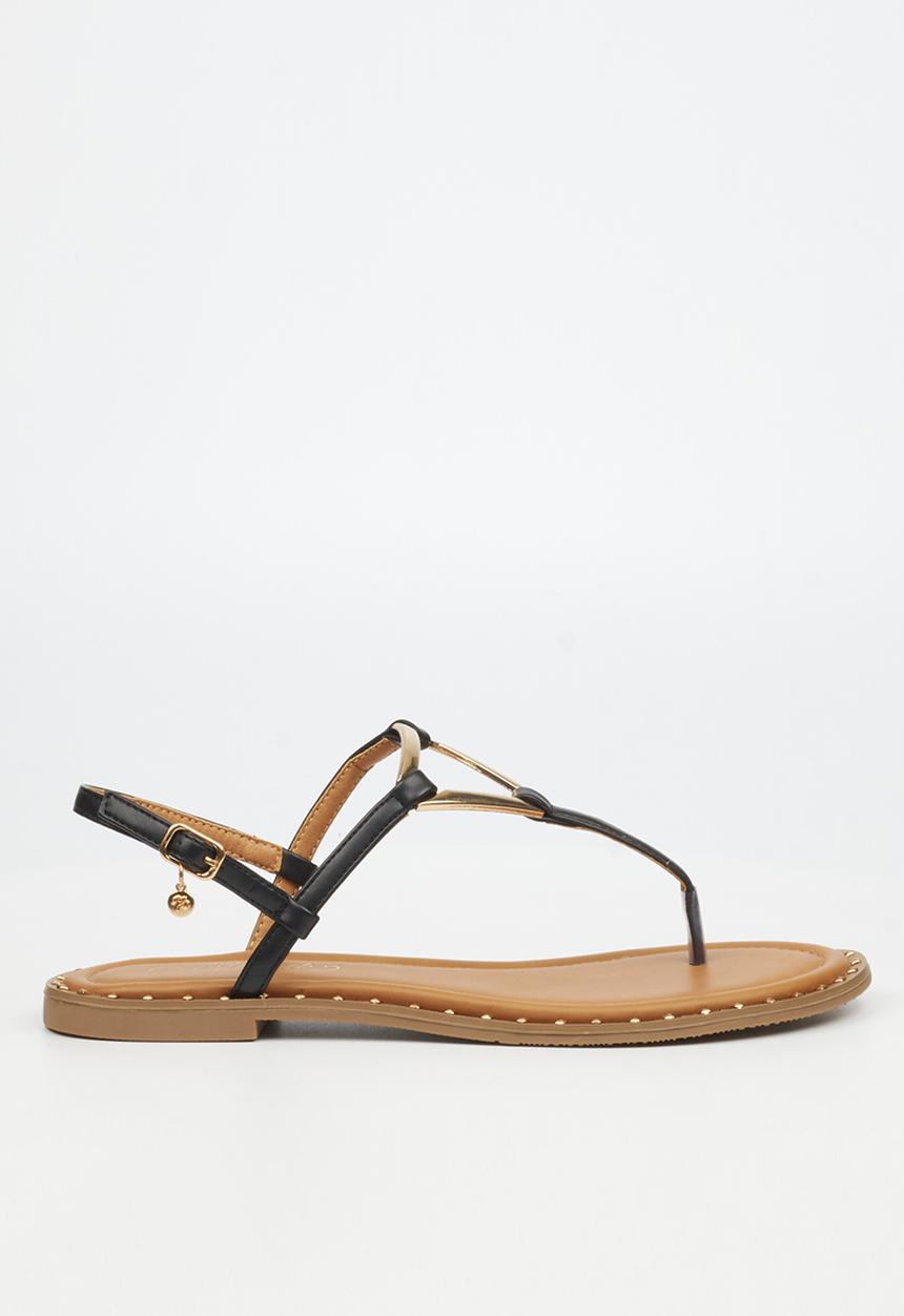 Miss Black - Alia 6 classic triangle trim sandal - black