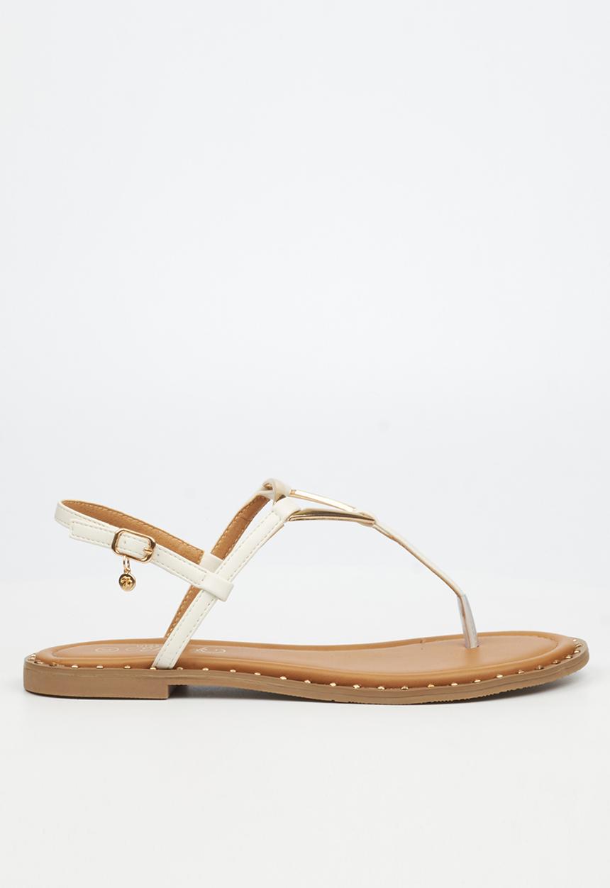 Miss Black - Alia 6 classic triangle trim sandal - ivory