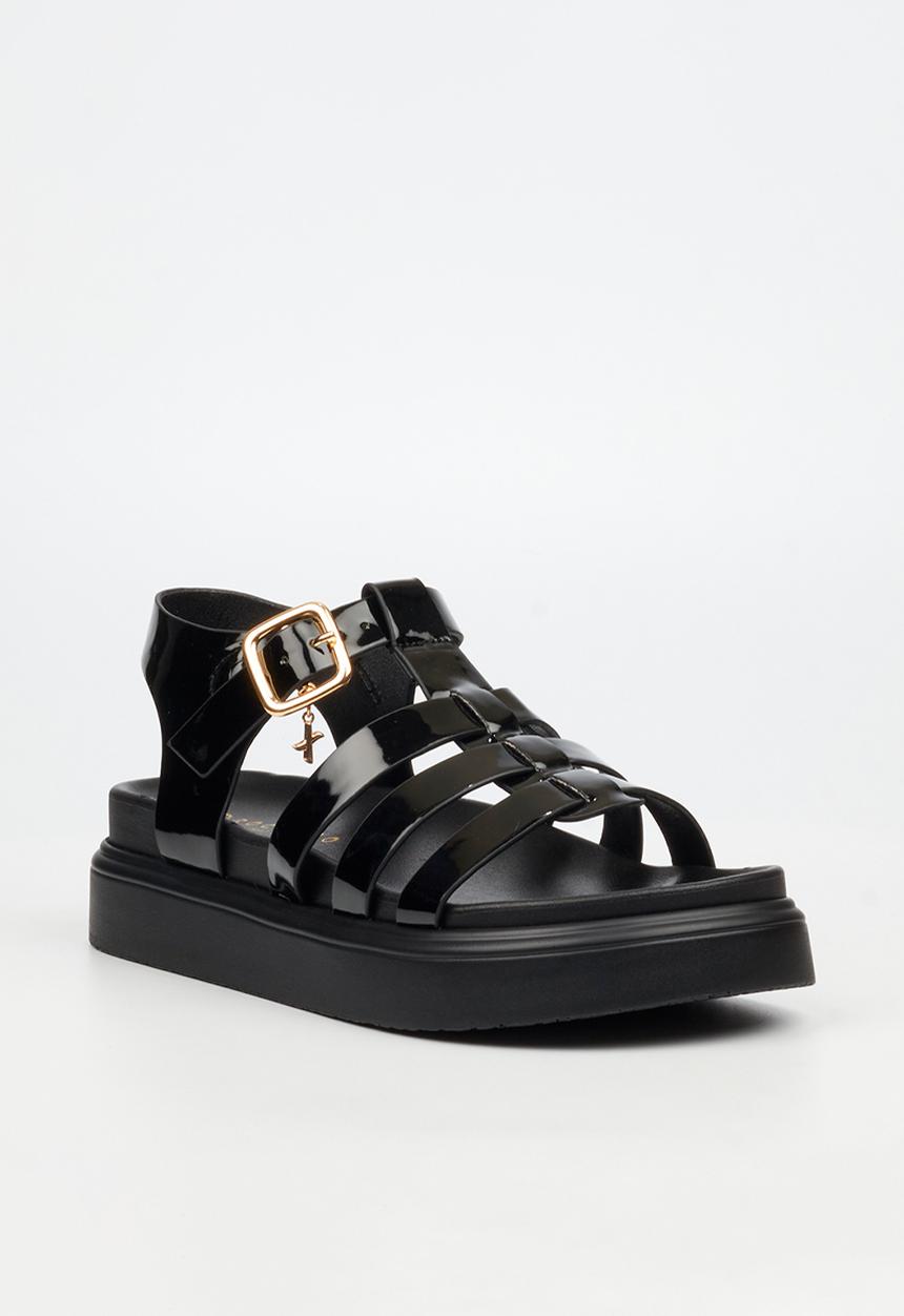Rock & Co - Absolut 11 triple strap t-bar chunky sandal - black