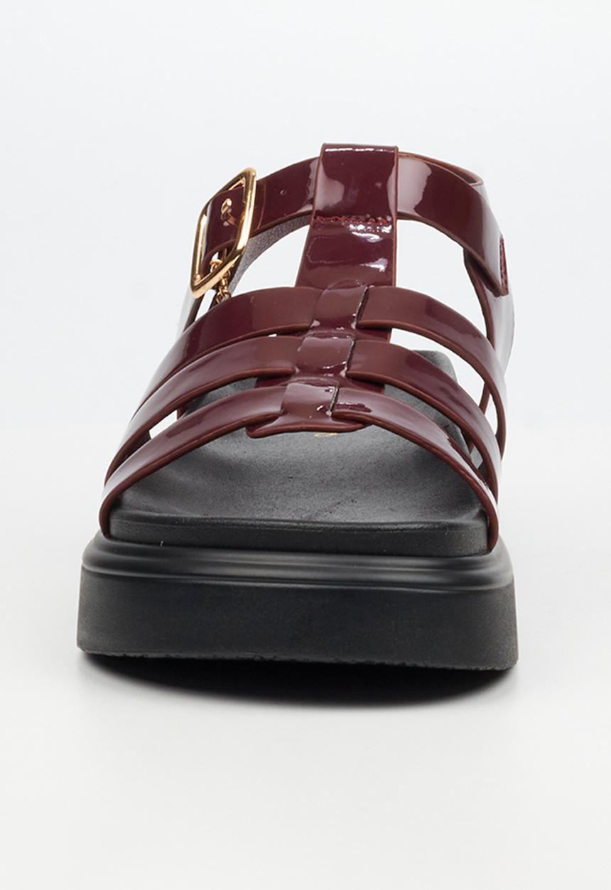 Rock & Co - Absolut 11 triple strap t-bar chunky sandal - burgundy