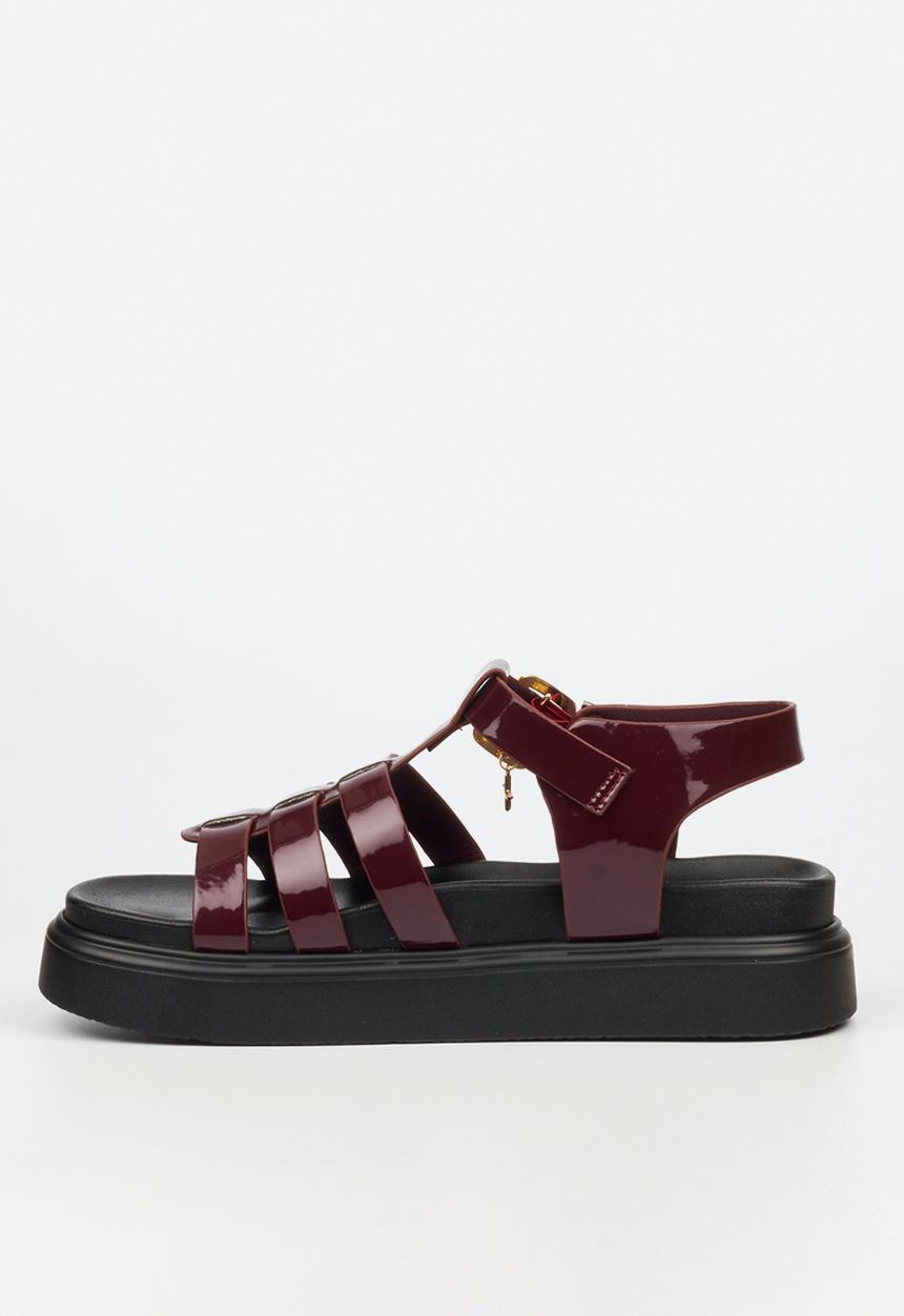 Rock & Co - Absolut 11 triple strap t-bar chunky sandal - burgundy