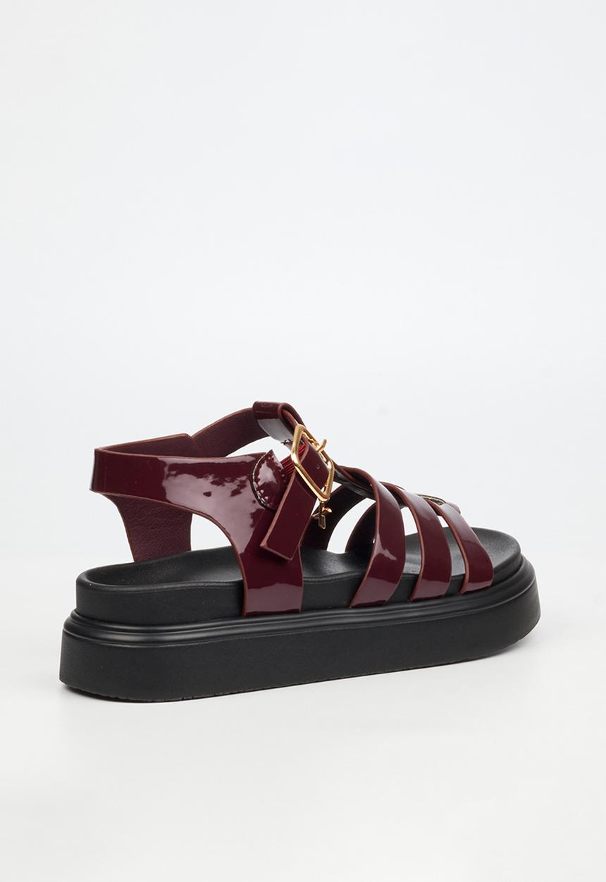 Rock & Co - Absolut 11 triple strap t-bar chunky sandal - burgundy