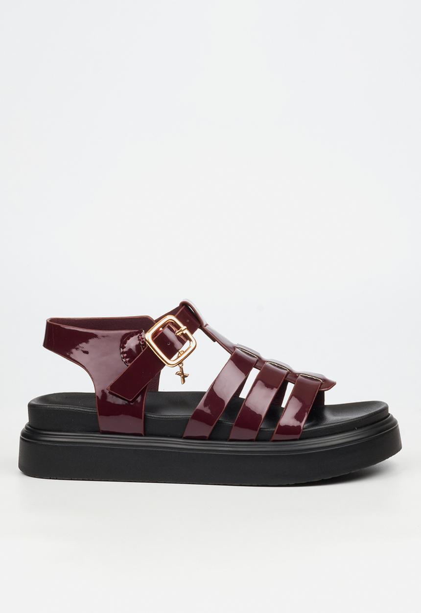 Rock & Co - Absolut 11 triple strap t-bar chunky sandal - burgundy
