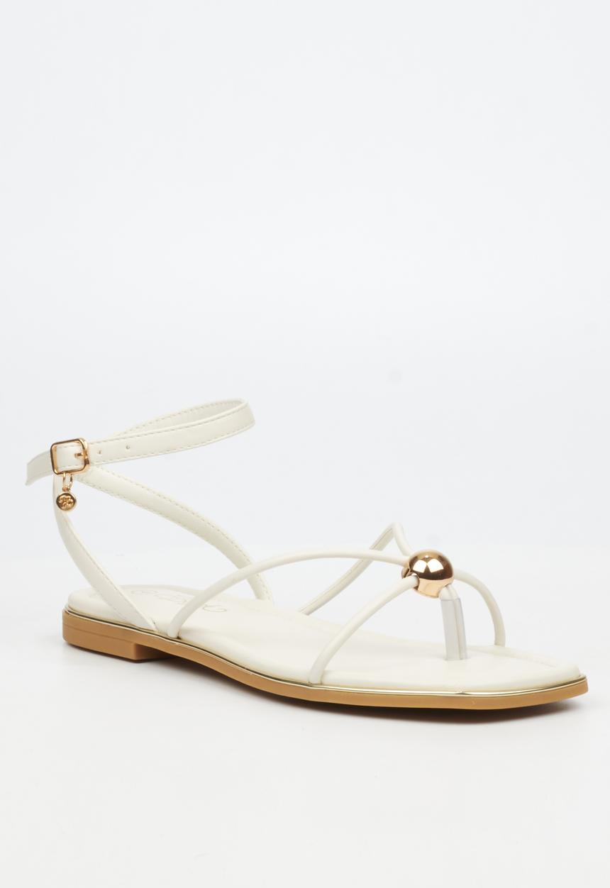 Miss Black - Elaine 1 strappy gold trim sandal - ivory