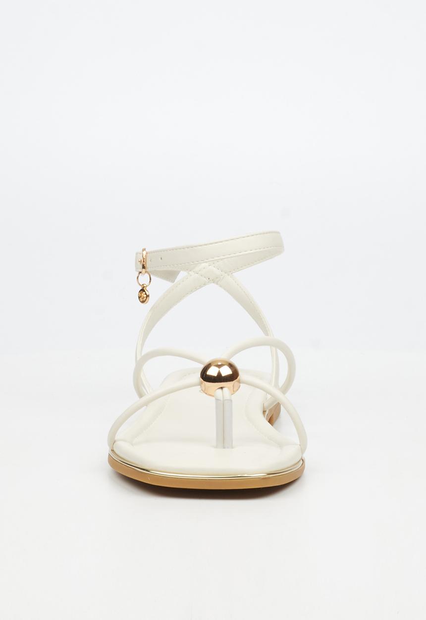 Miss Black - Elaine 1 strappy gold trim sandal - ivory