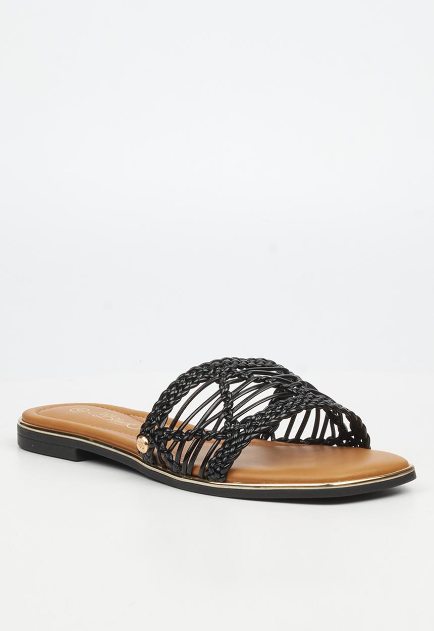 Miss Black - Elaine 3 macrame sandal - black