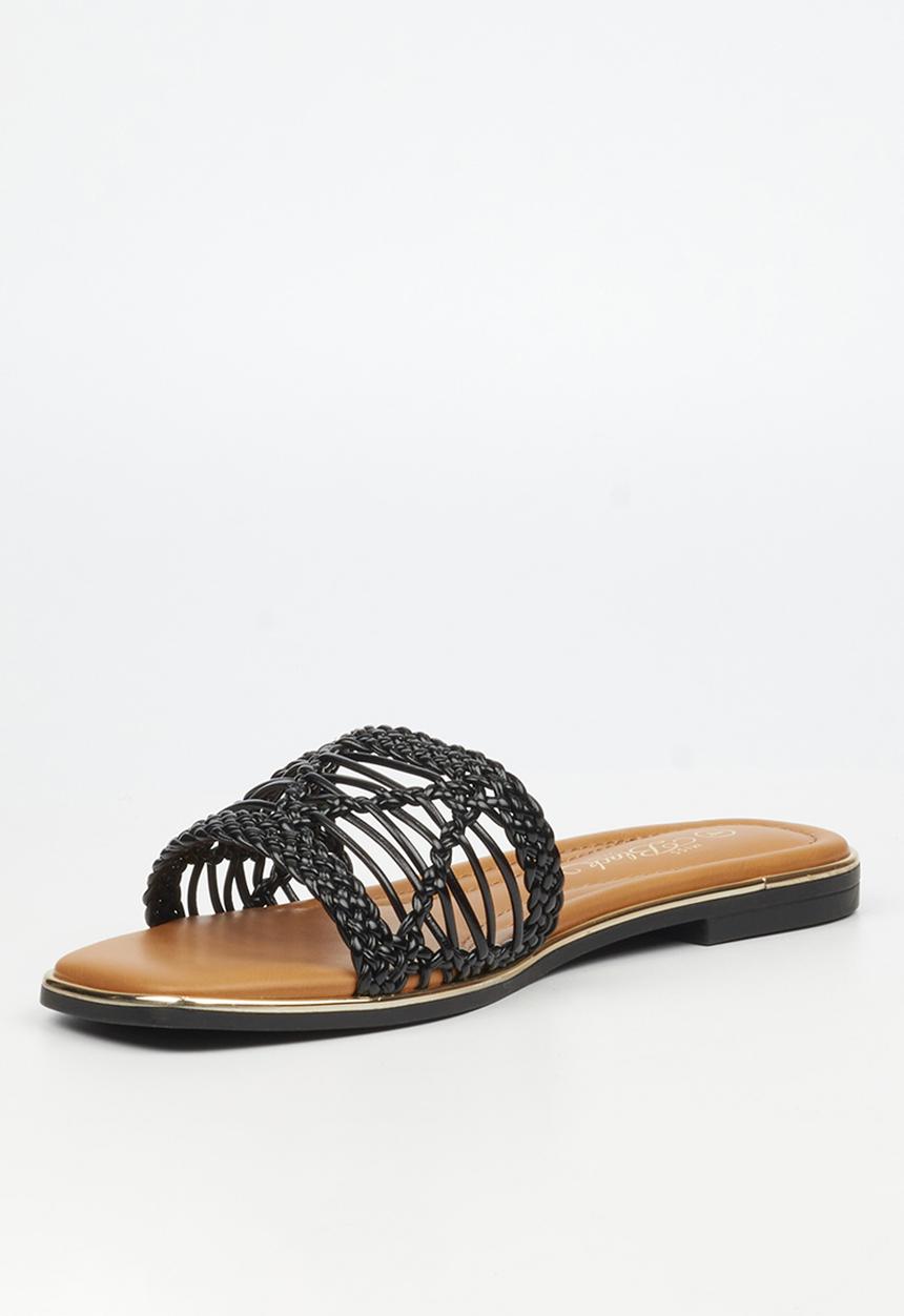 Miss Black - Elaine 3 macrame sandal - black