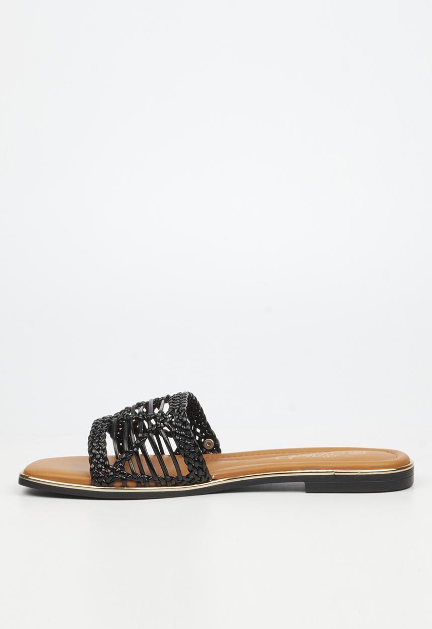 Miss Black - Elaine 3 macrame sandal - black