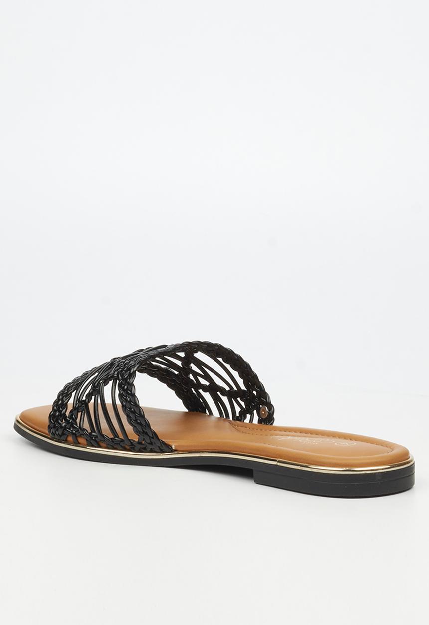 Miss Black - Elaine 3 macrame sandal - black