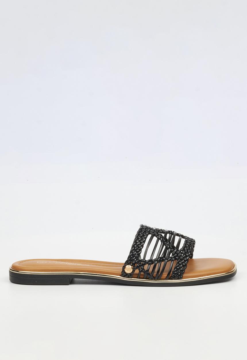Miss Black - Elaine 3 macrame sandal - black