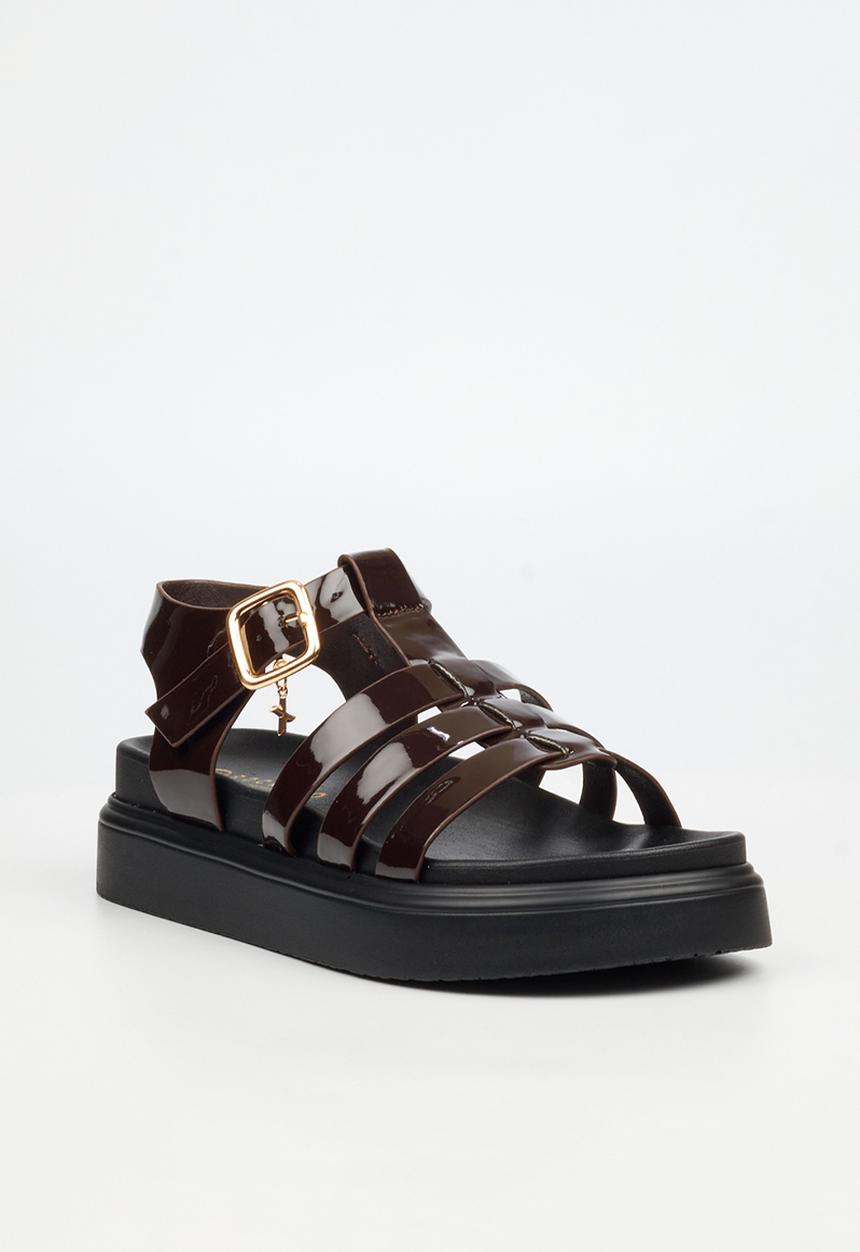Rock & Co - Absolut 11 triple strap t-bar chunky sandal - chocolate