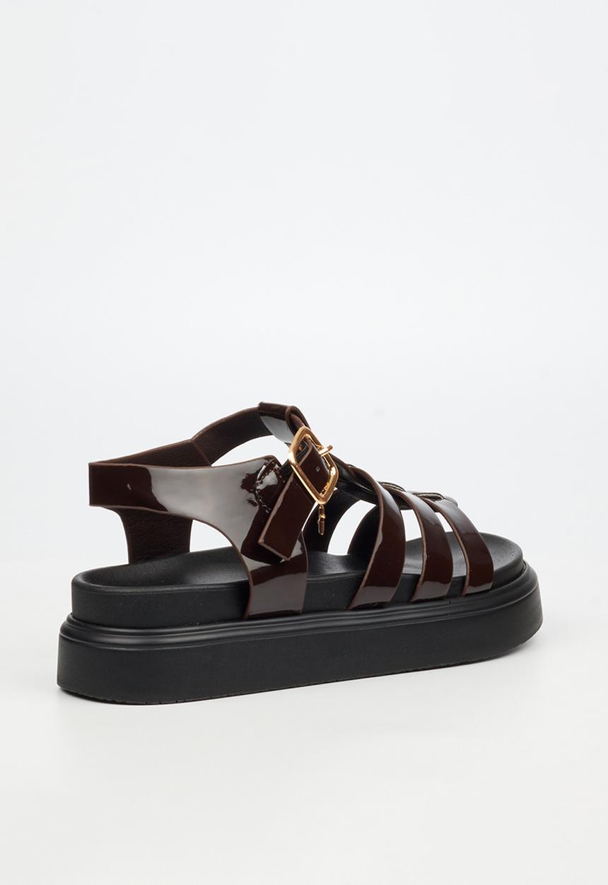 Rock & Co - Absolut 11 triple strap t-bar chunky sandal - chocolate