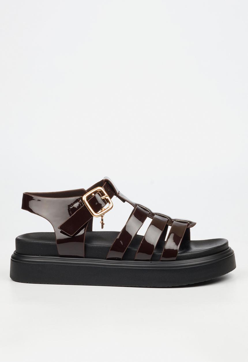 Rock & Co - Absolut 11 triple strap t-bar chunky sandal - chocolate