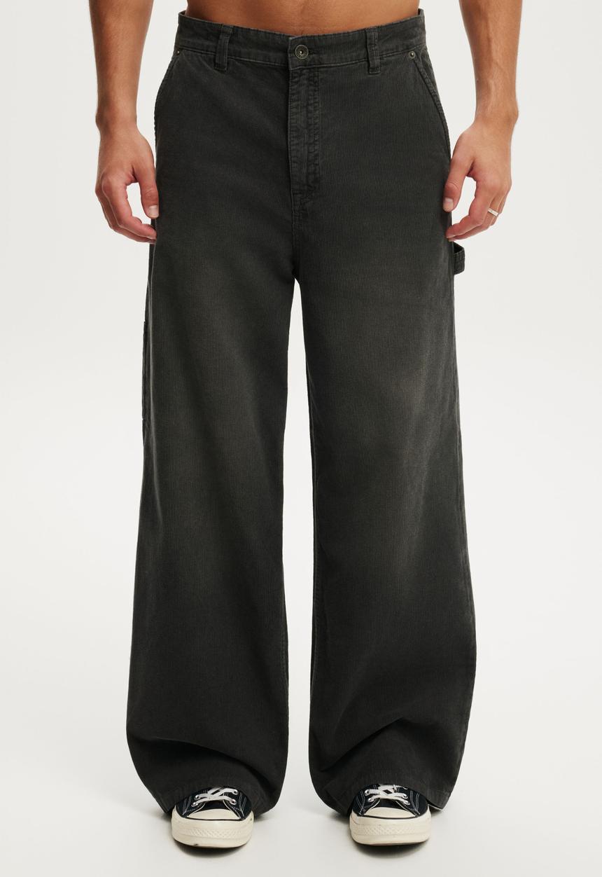 Cotton On - Super Baggy Worker Pant - Dark Charcoal Cord
