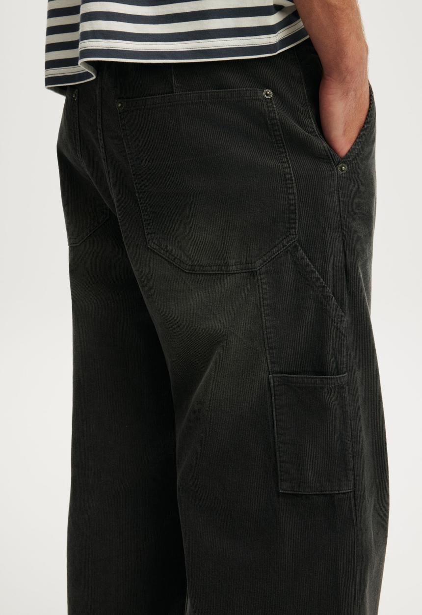 Cotton On - Super Baggy Worker Pant - Dark Charcoal Cord