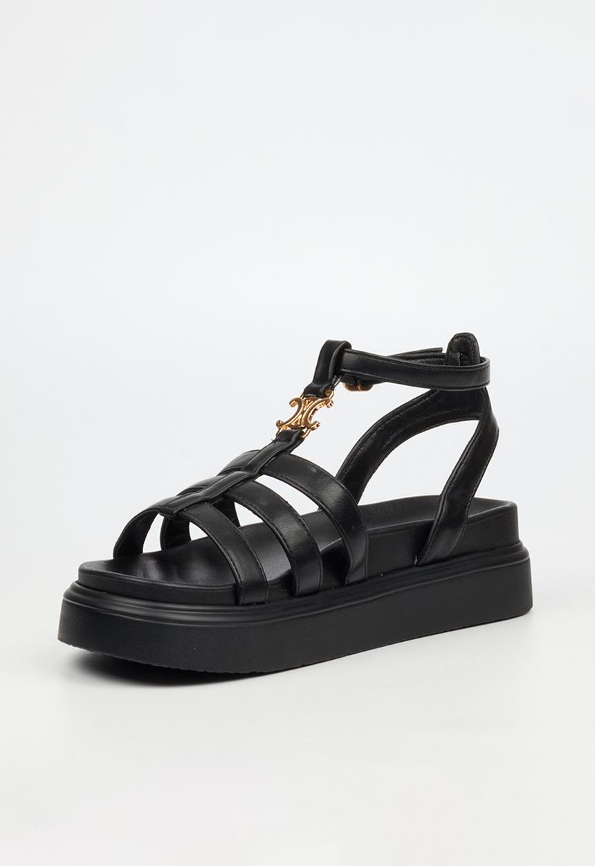 Rock & Co - Absolut 15 gold trim chunky sandal - black