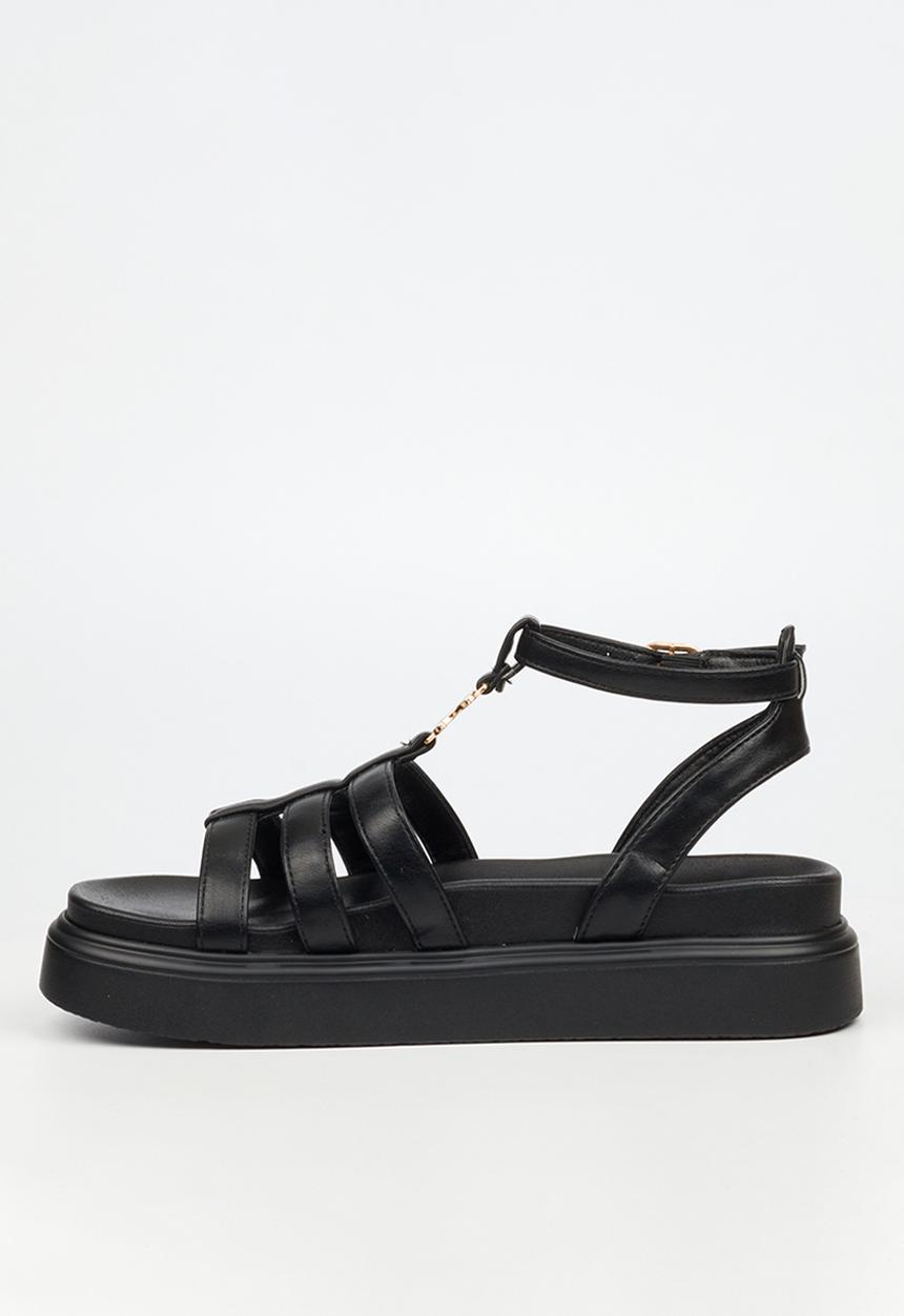Rock & Co - Absolut 15 gold trim chunky sandal - black