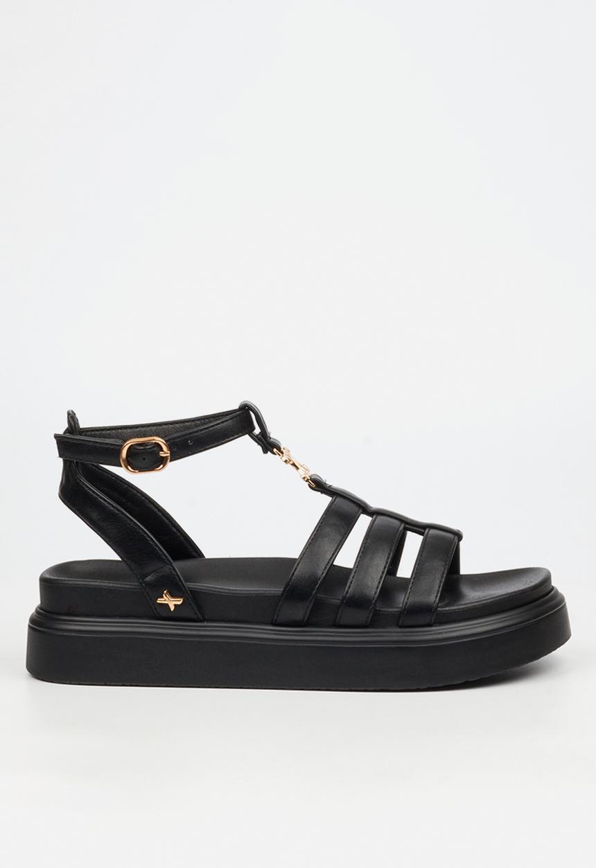 Rock & Co - Absolut 15 gold trim chunky sandal - black