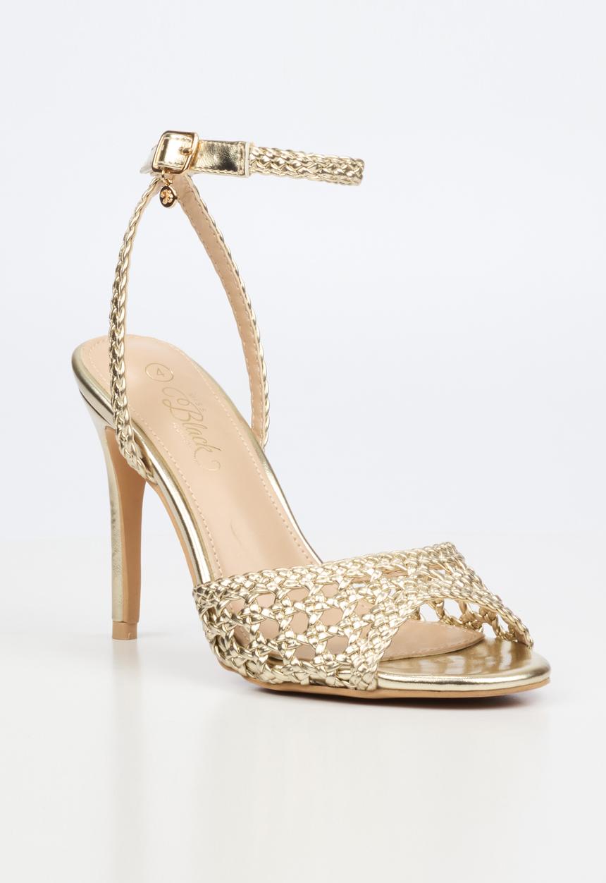Miss Black - Jazz 52 ankle-strap macrame heel - gold