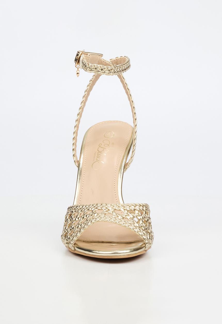 Miss Black - Jazz 52 ankle-strap macrame heel - gold