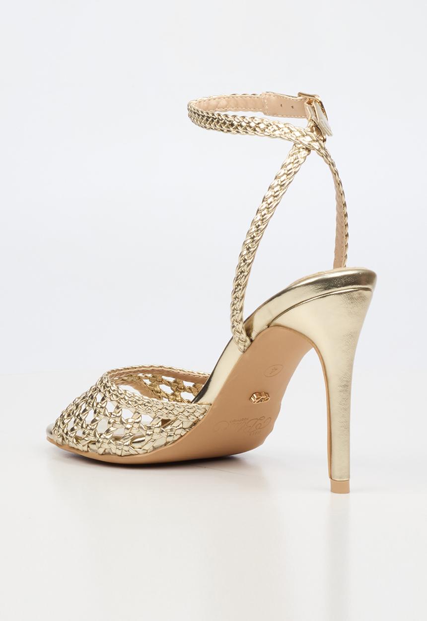 Miss Black - Jazz 52 ankle-strap macrame heel - gold