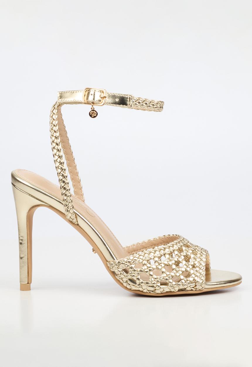 Miss Black - Jazz 52 ankle-strap macrame heel - gold