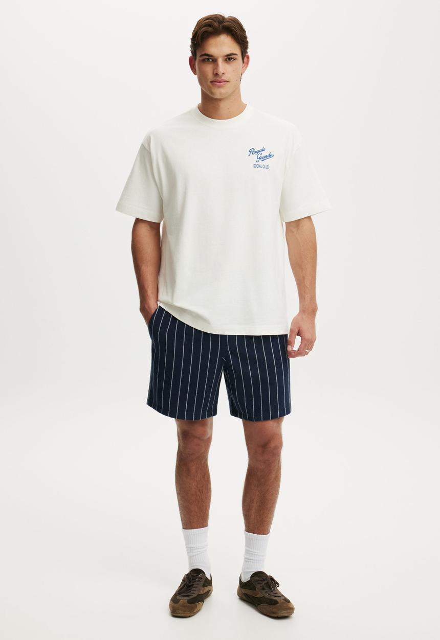Cotton On - Easy Short-Navy Thin Stripe