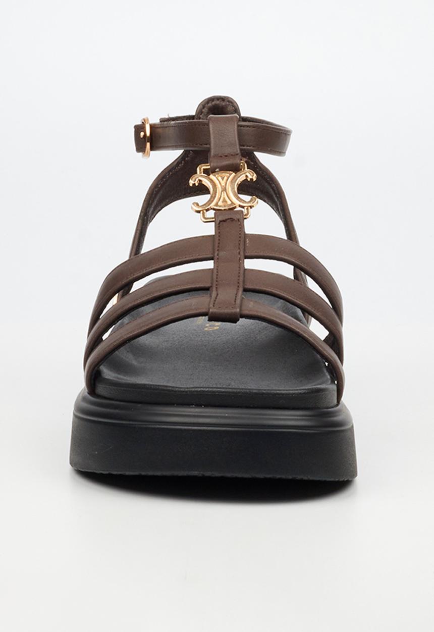 Rock & Co - Absolut 15 gold trim chunky sandal - chocolate